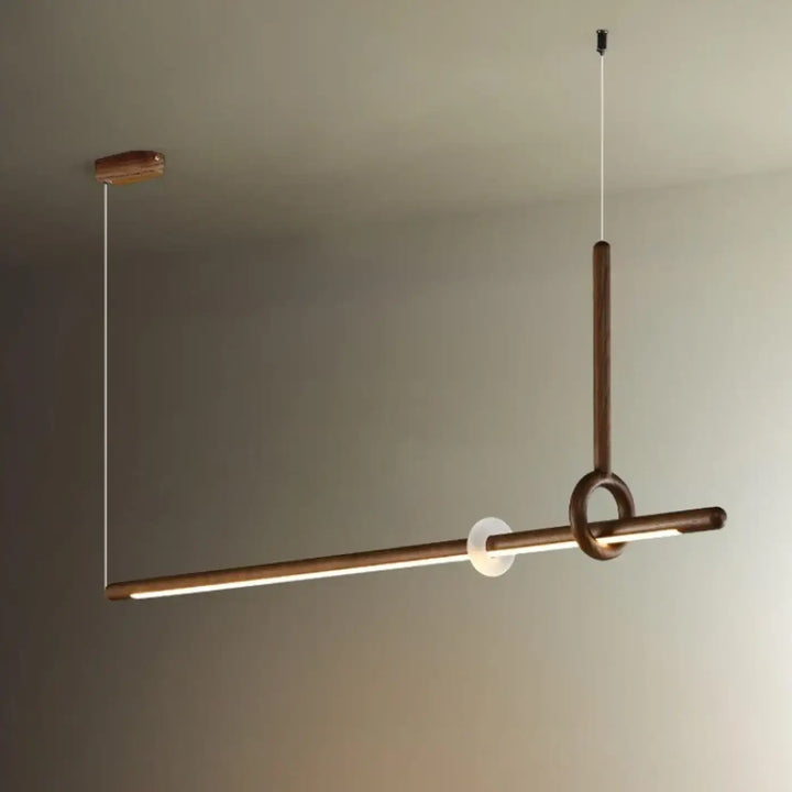 Suspension led bois massif linéaire élégante style raffiné