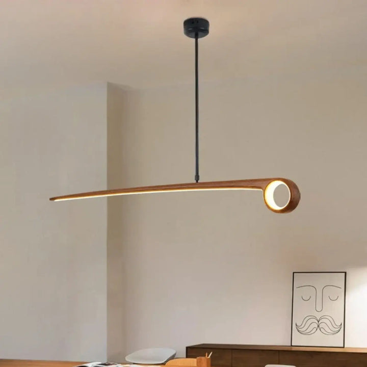 Suspension design led en bois massif linéaire élégante chic