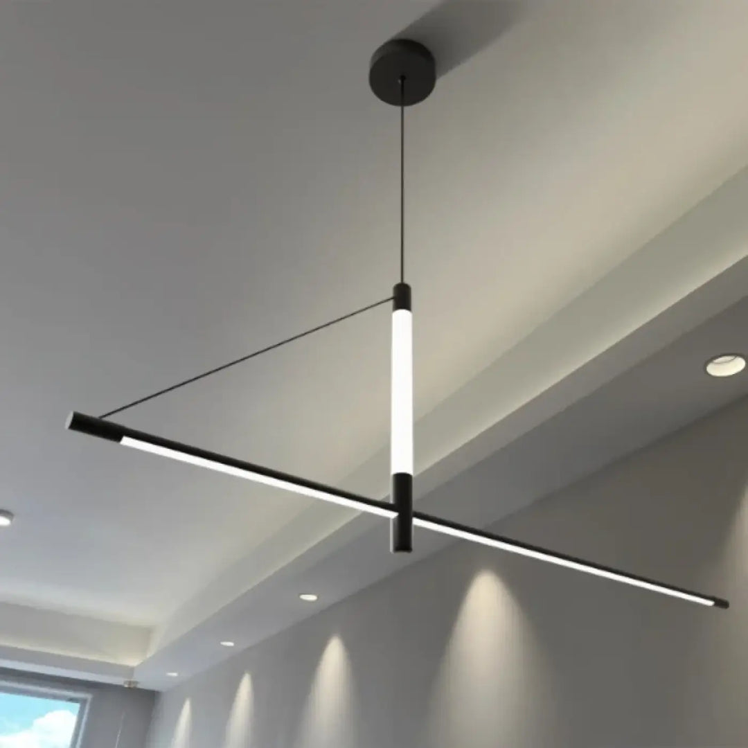 Suspension led linéaire style architecte noir blanc élégant