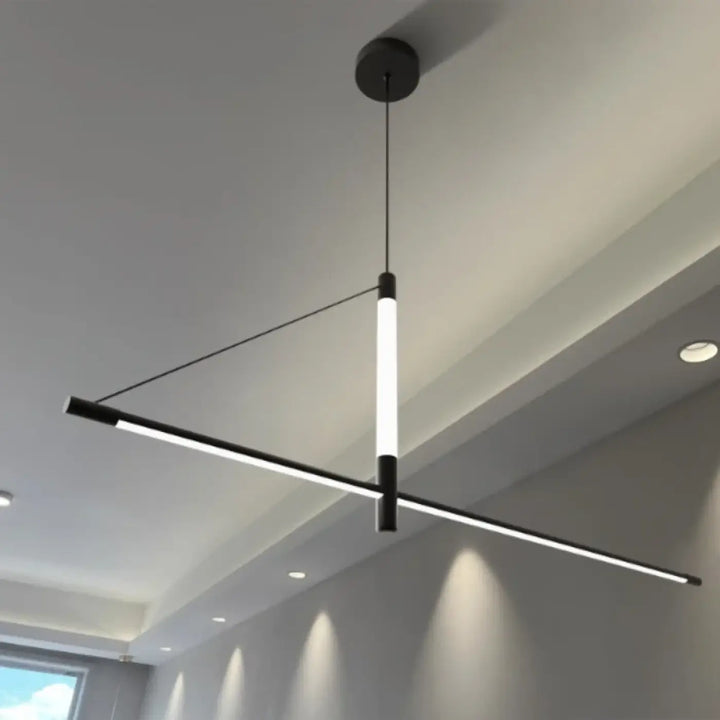 Suspension led linéaire style architecte noir blanc élégant