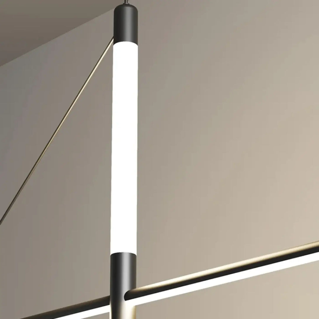Suspension led linéaire style architecte noir blanc élégant