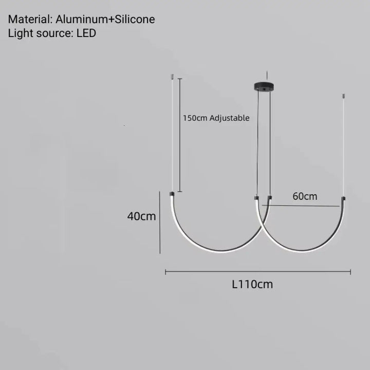 Suspension minimaliste à lignes fluides style noir élégant