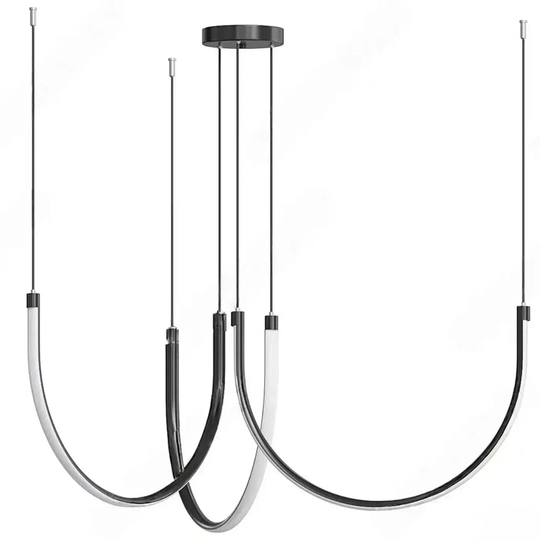 Suspension minimaliste à lignes fluides style noir élégant