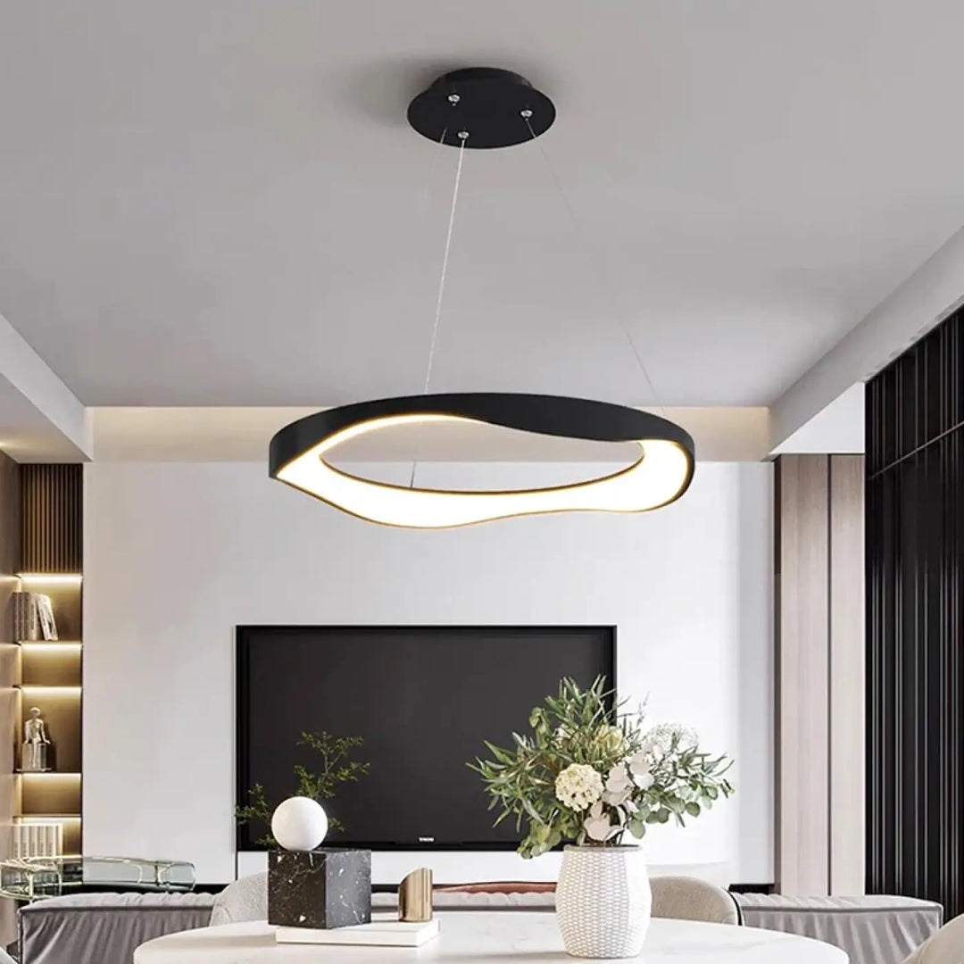 Suspension led ondulée style contemporain blanc noir élégant
