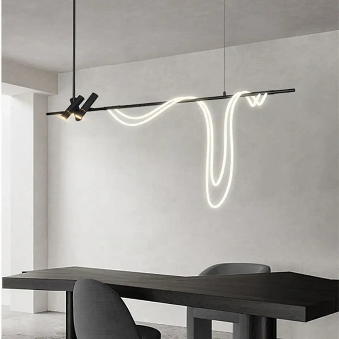 Suspension linéaire à câble lumineux flexible noir raffiné