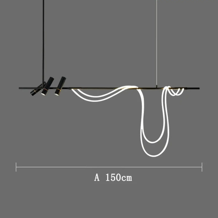 Suspension linéaire à câble lumineux flexible noir raffiné