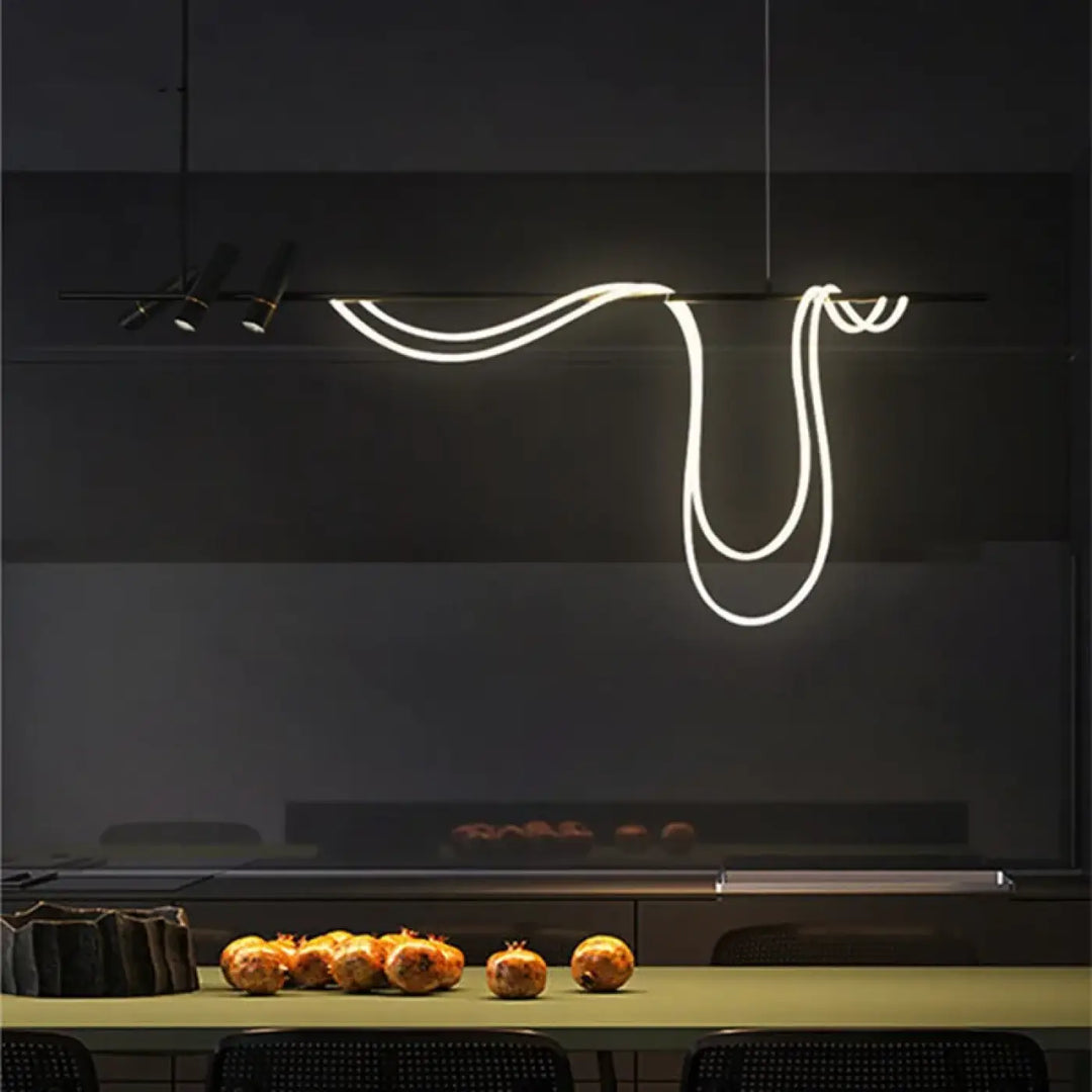 Suspension linéaire à câble lumineux flexible noir raffiné