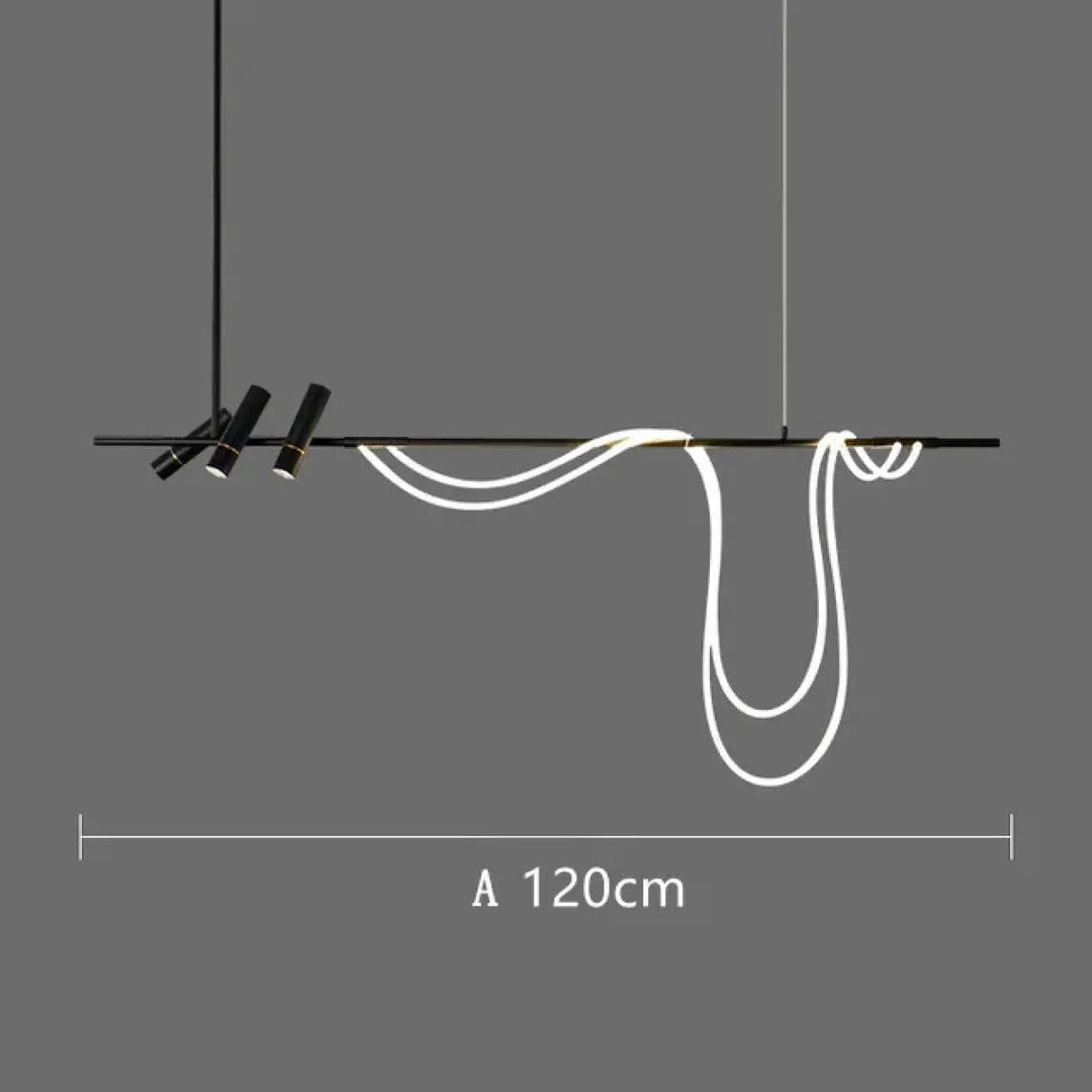 Suspension linéaire à câble lumineux flexible noir raffiné