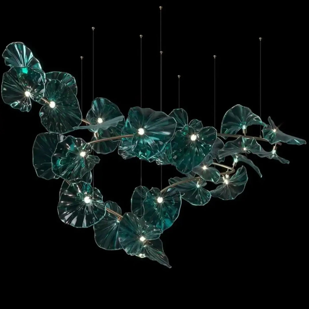 Suspension luxe en verre sculpté effet végétal élégant