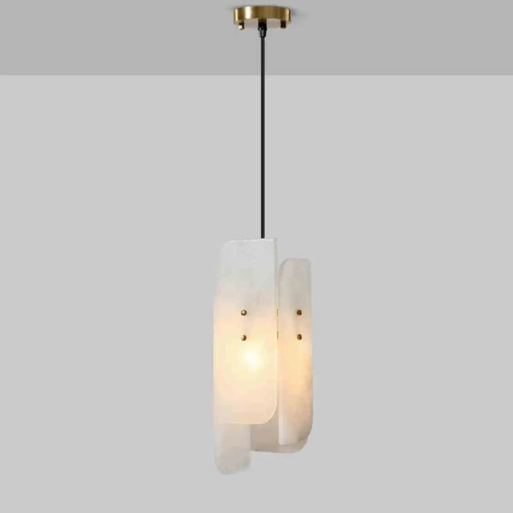 Suspension design marbre blanc et cuivre style élégant