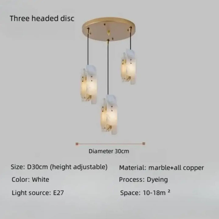 Suspension design marbre blanc et cuivre style élégant