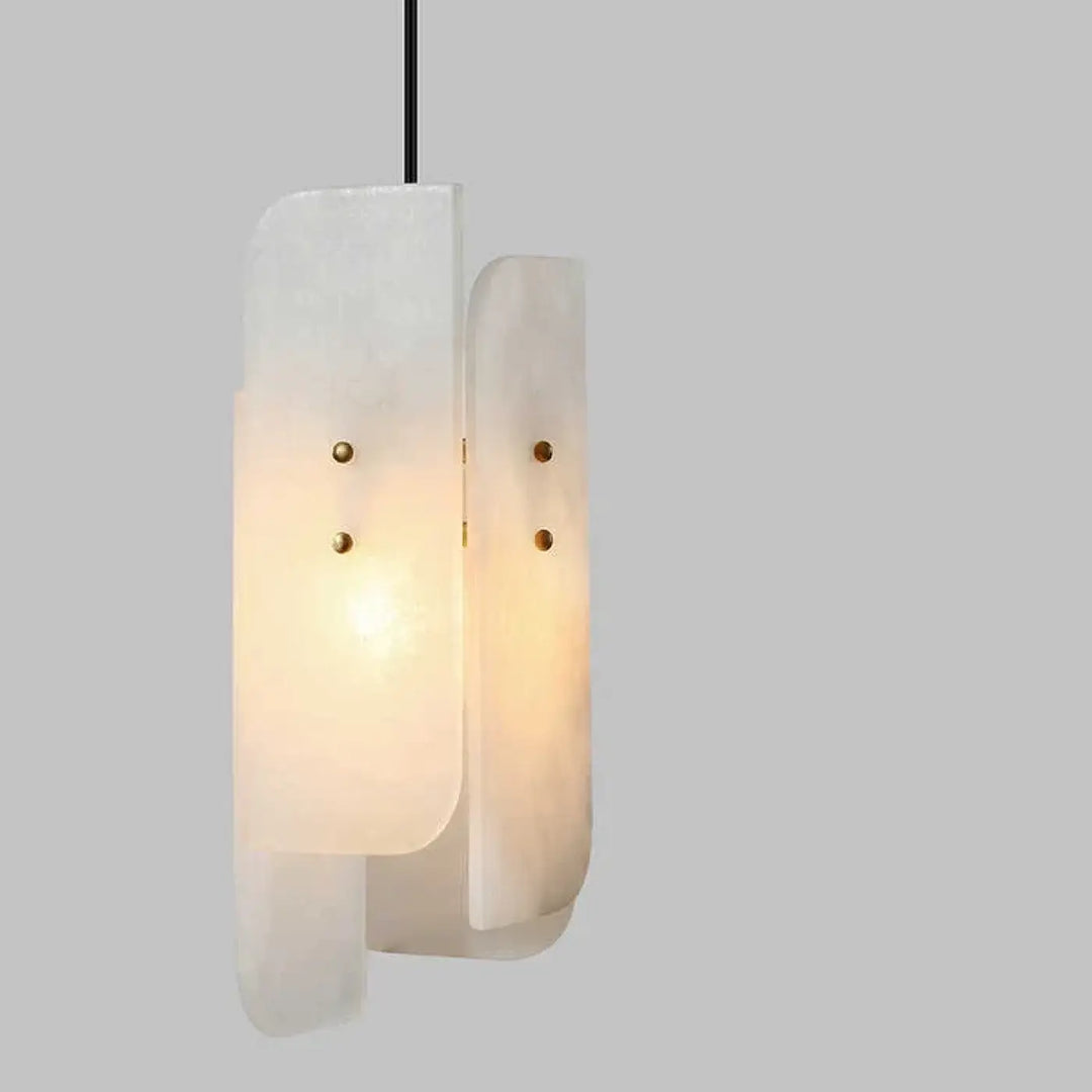 Suspension design marbre blanc et cuivre style élégant