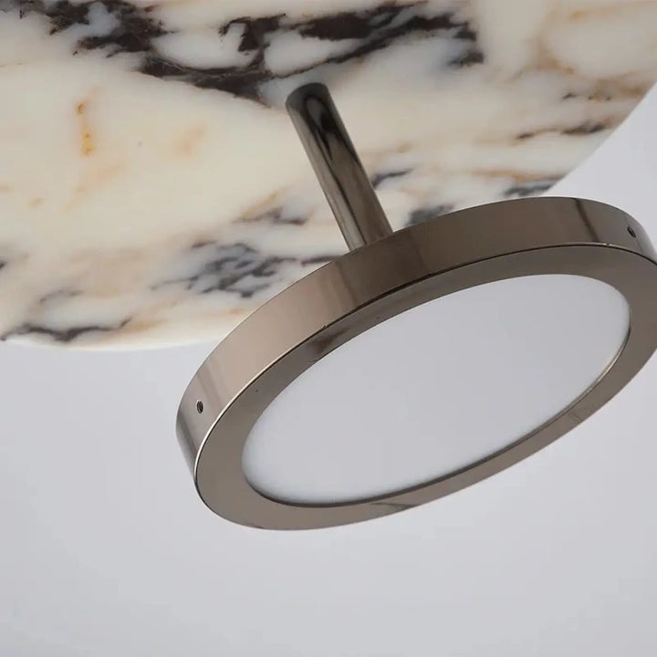 Suspension Design Marbre Moderne Avec Disque Veiné Et Anneau Led