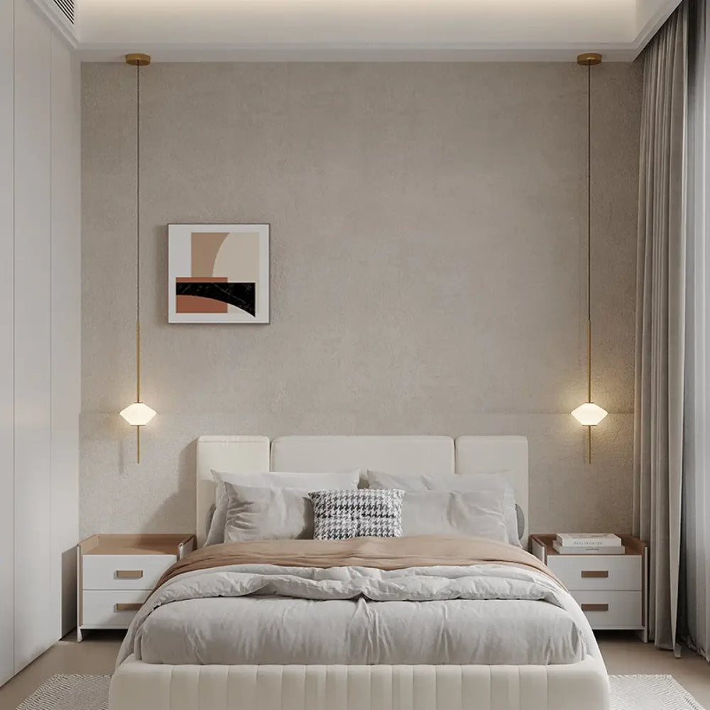 Suspension Design Minimaliste Blanche Avec Câble Élégance
