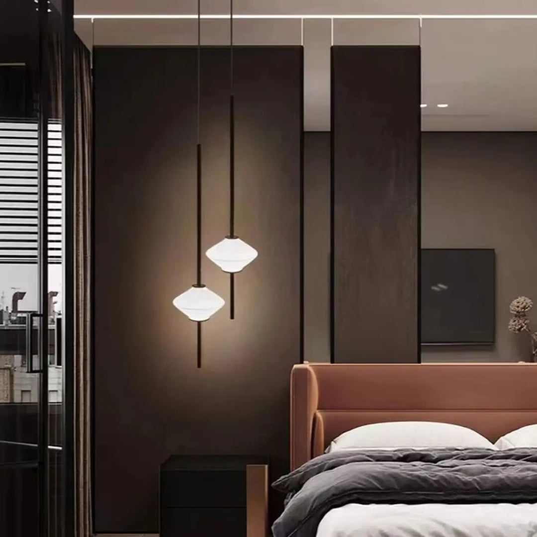 Suspension Design Minimaliste Blanche Avec Câble Élégance