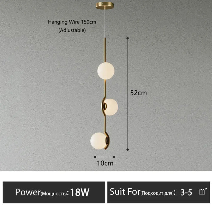 Suspension minimaliste à boules lumineuses style chic