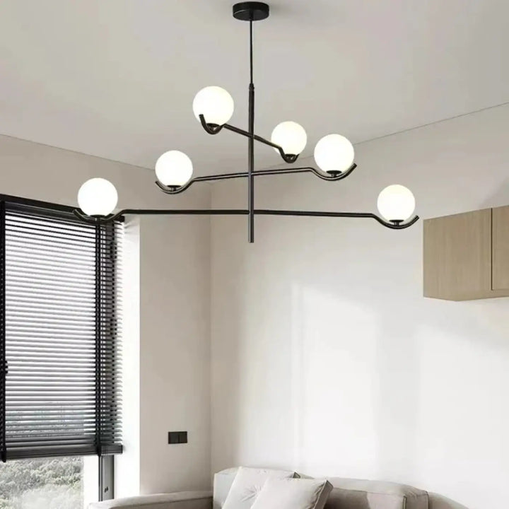 Suspension minimaliste à boules lumineuses style chic