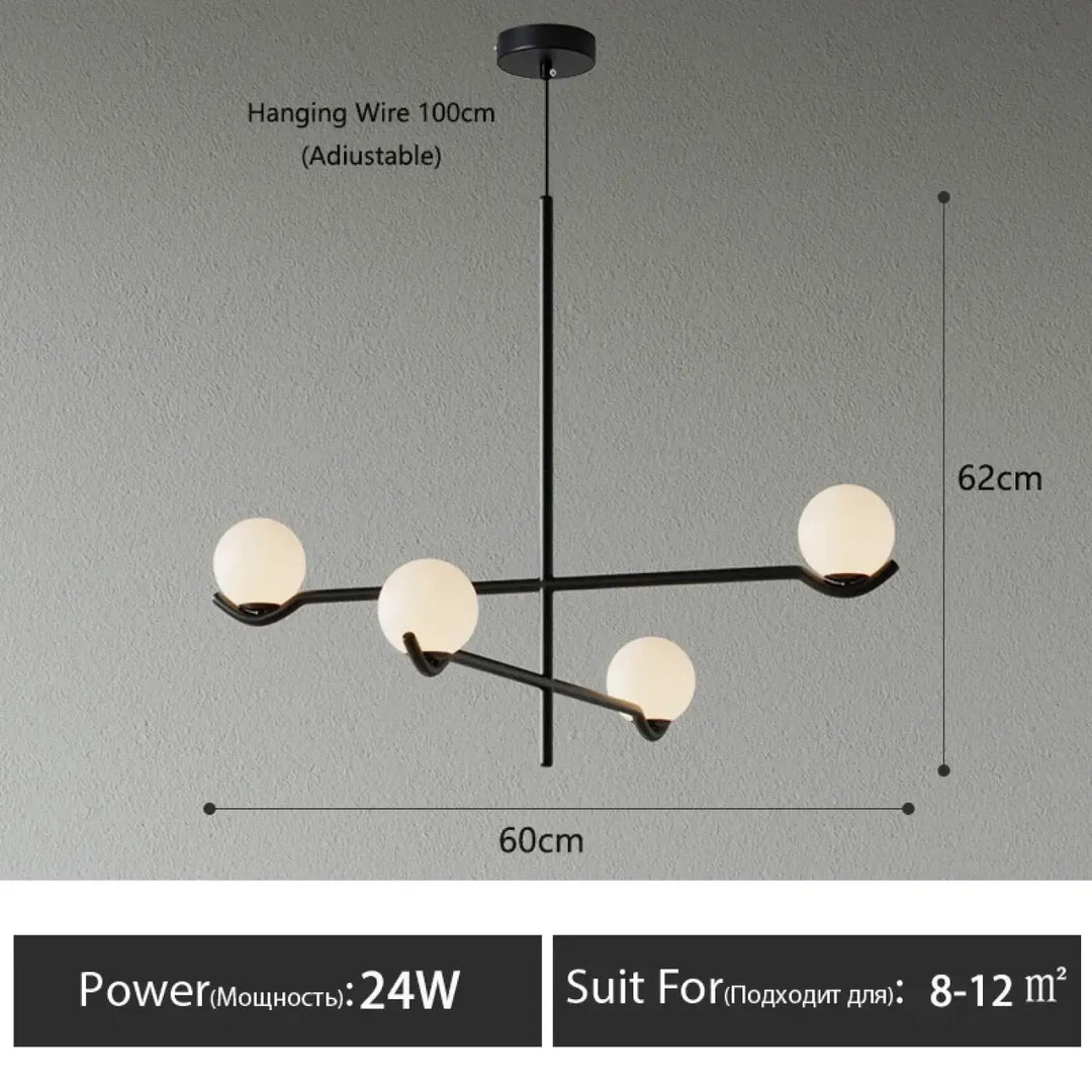 Suspension minimaliste à boules lumineuses style chic