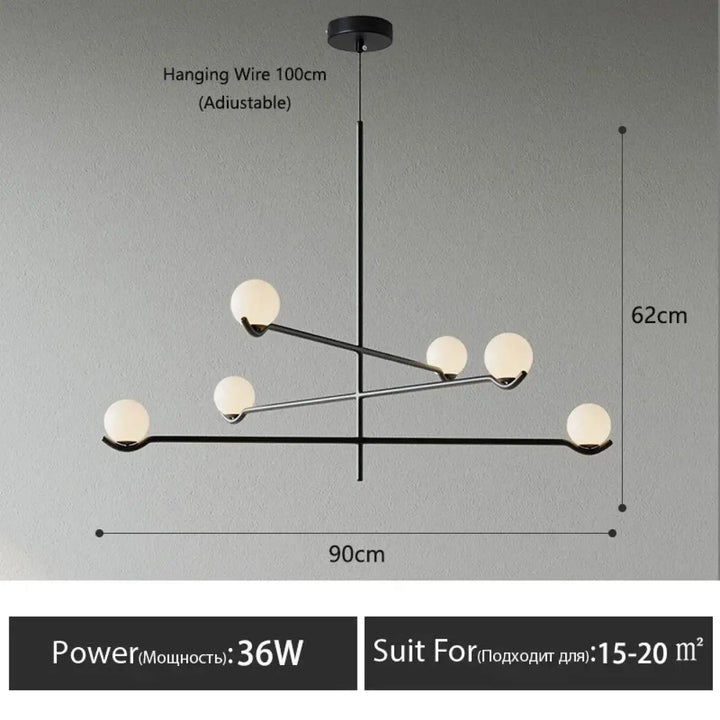 Suspension minimaliste à boules lumineuses style chic