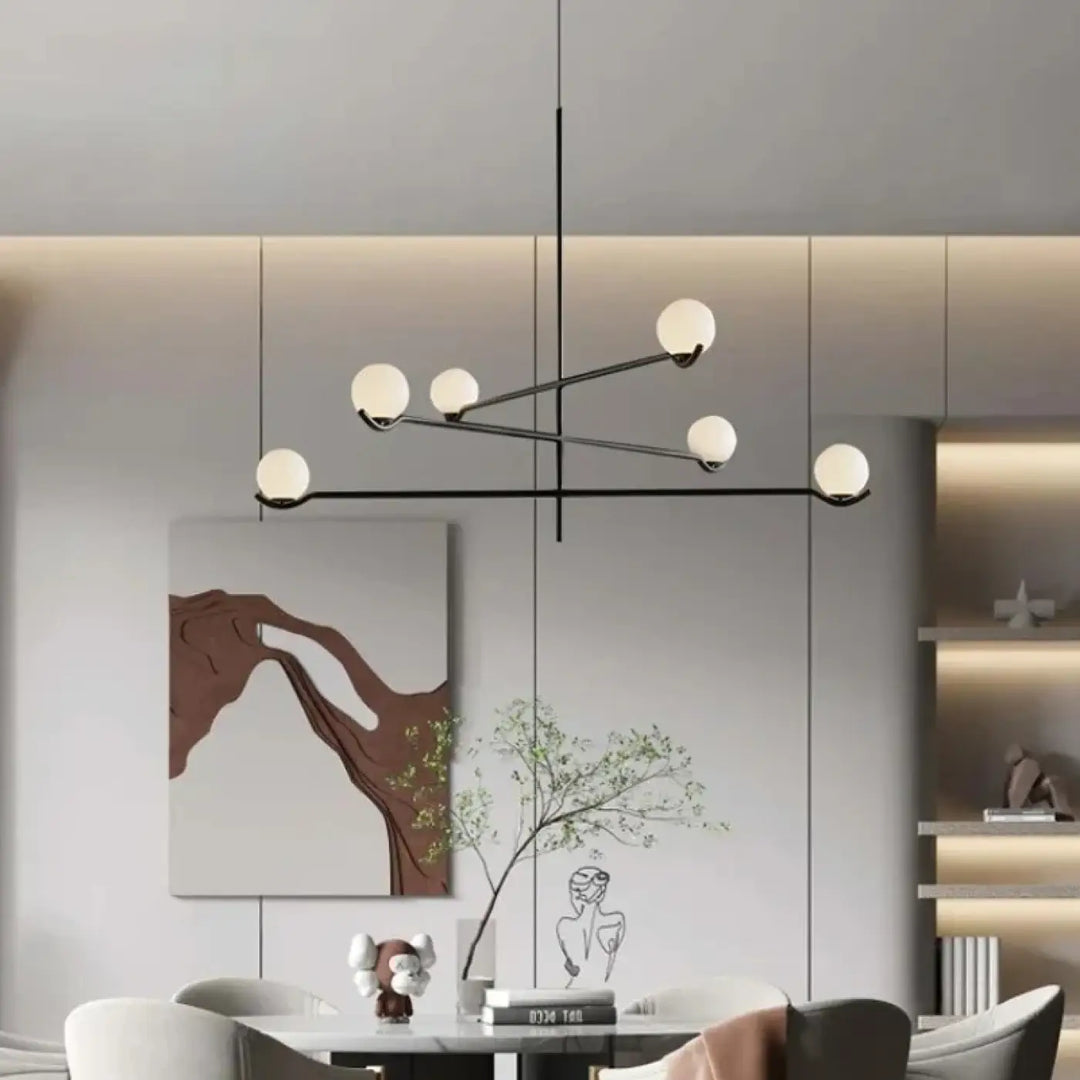 Suspension minimaliste à boules lumineuses style chic