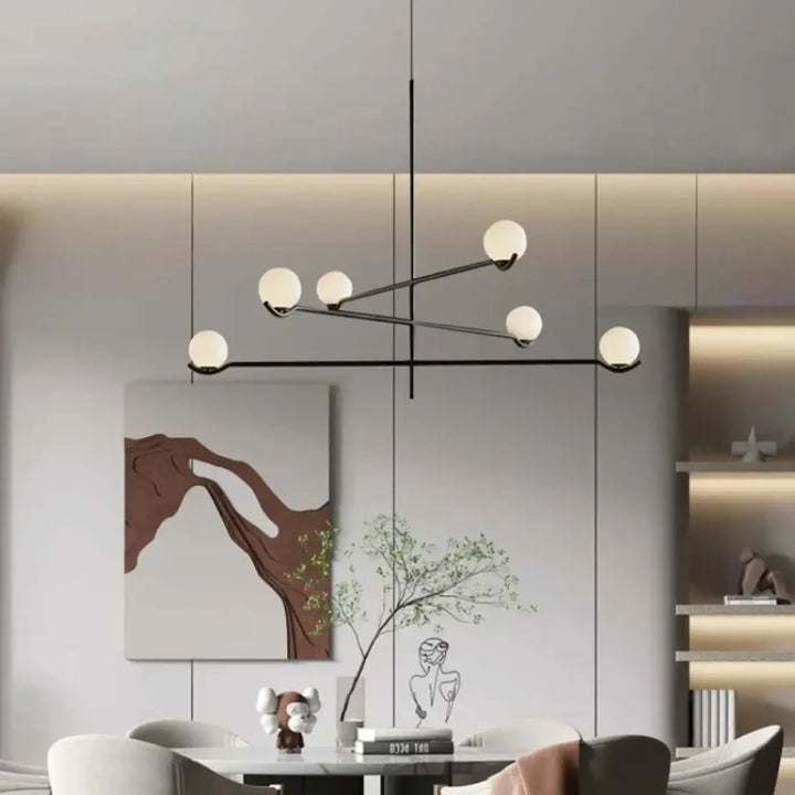 Suspension minimaliste à boules lumineuses style chic