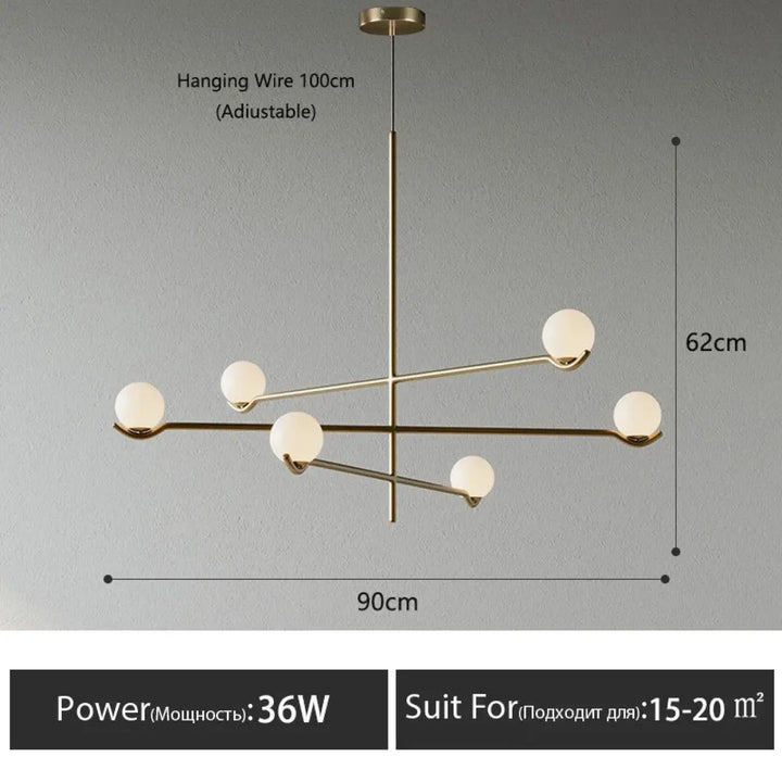 Suspension minimaliste à boules lumineuses style chic