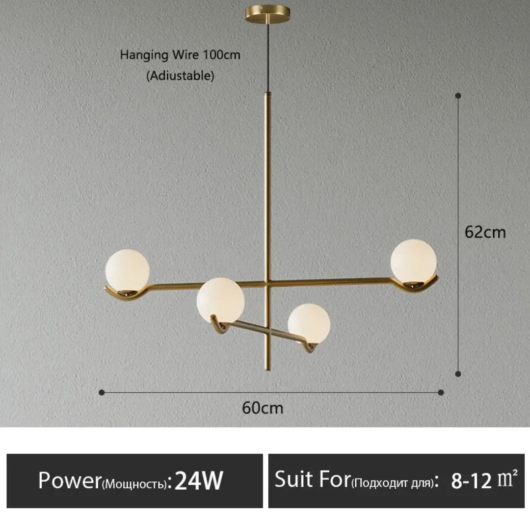 Suspension minimaliste à boules lumineuses style chic
