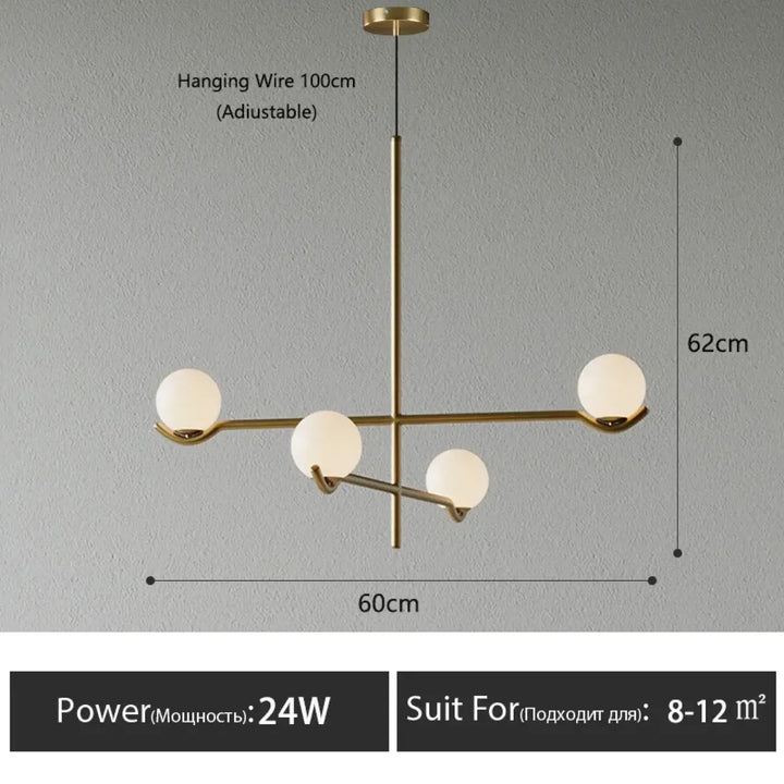 Suspension minimaliste à boules lumineuses style chic