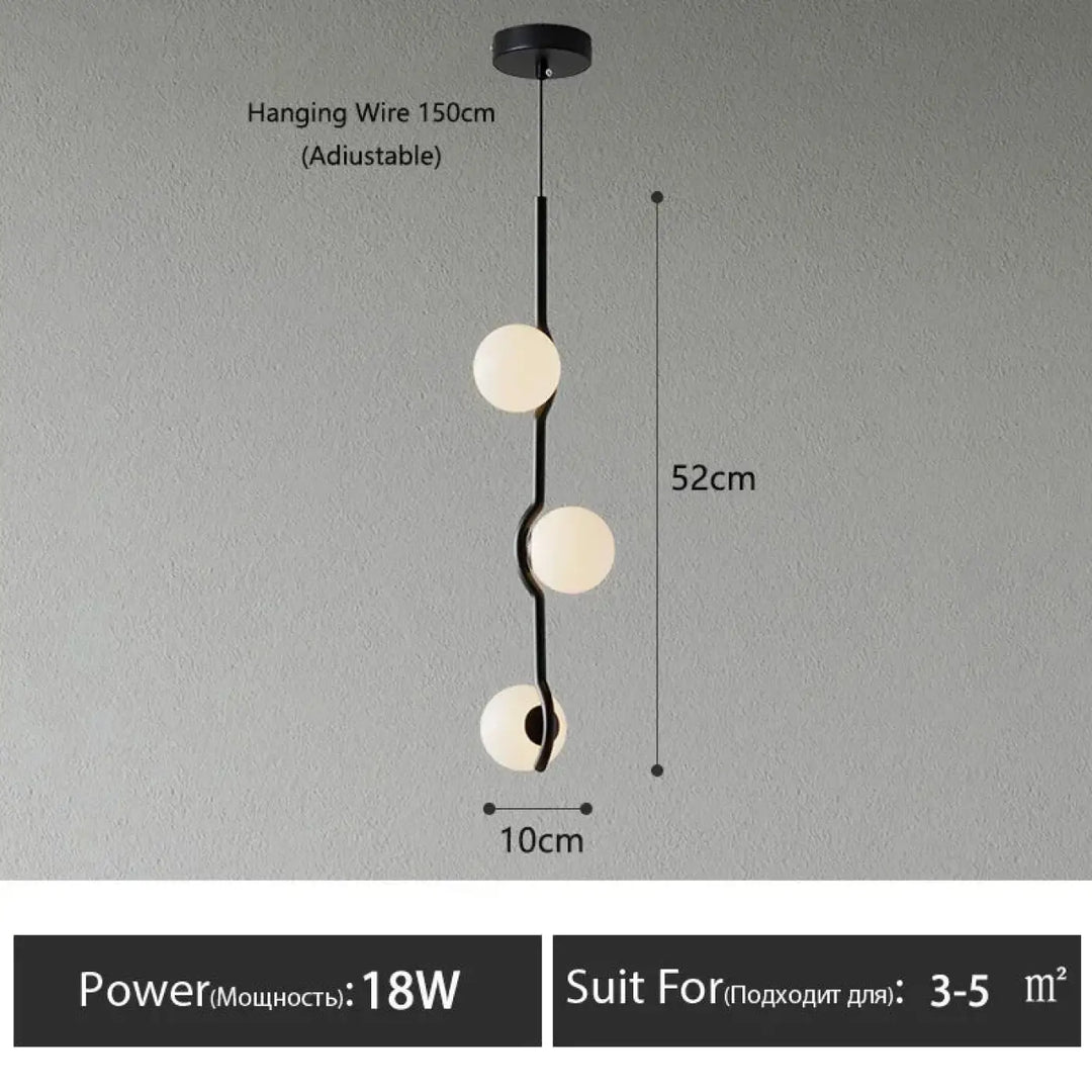 Suspension minimaliste à boules lumineuses style chic