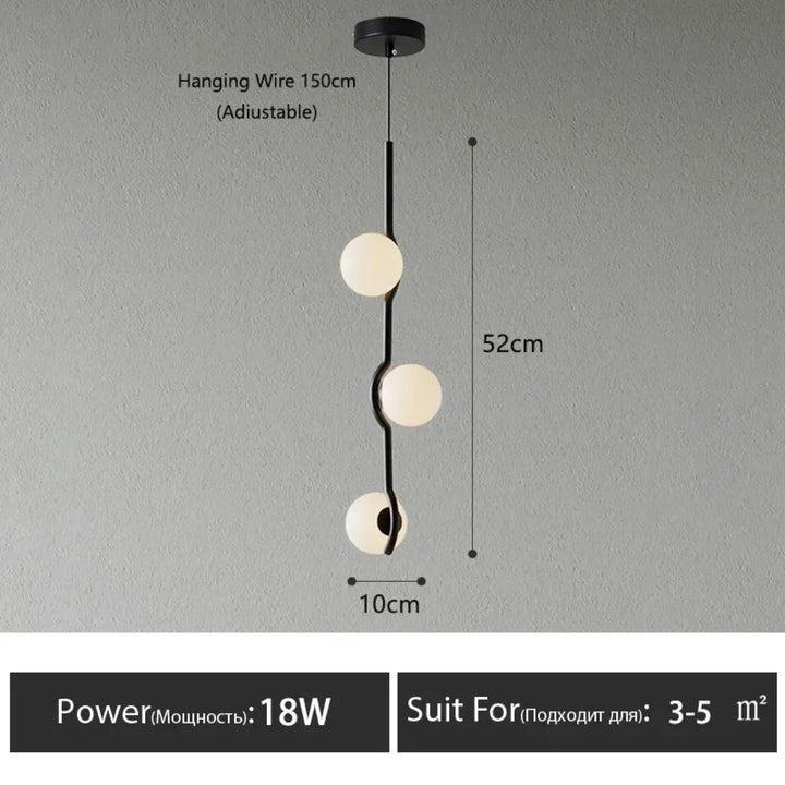 Suspension minimaliste à boules lumineuses style chic
