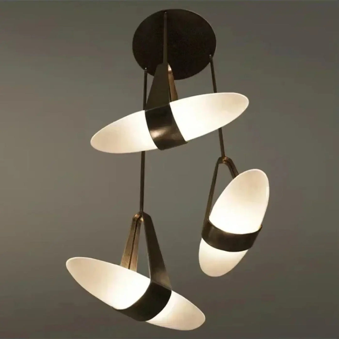 Suspension minimaliste cuir et verre led intérieur chic