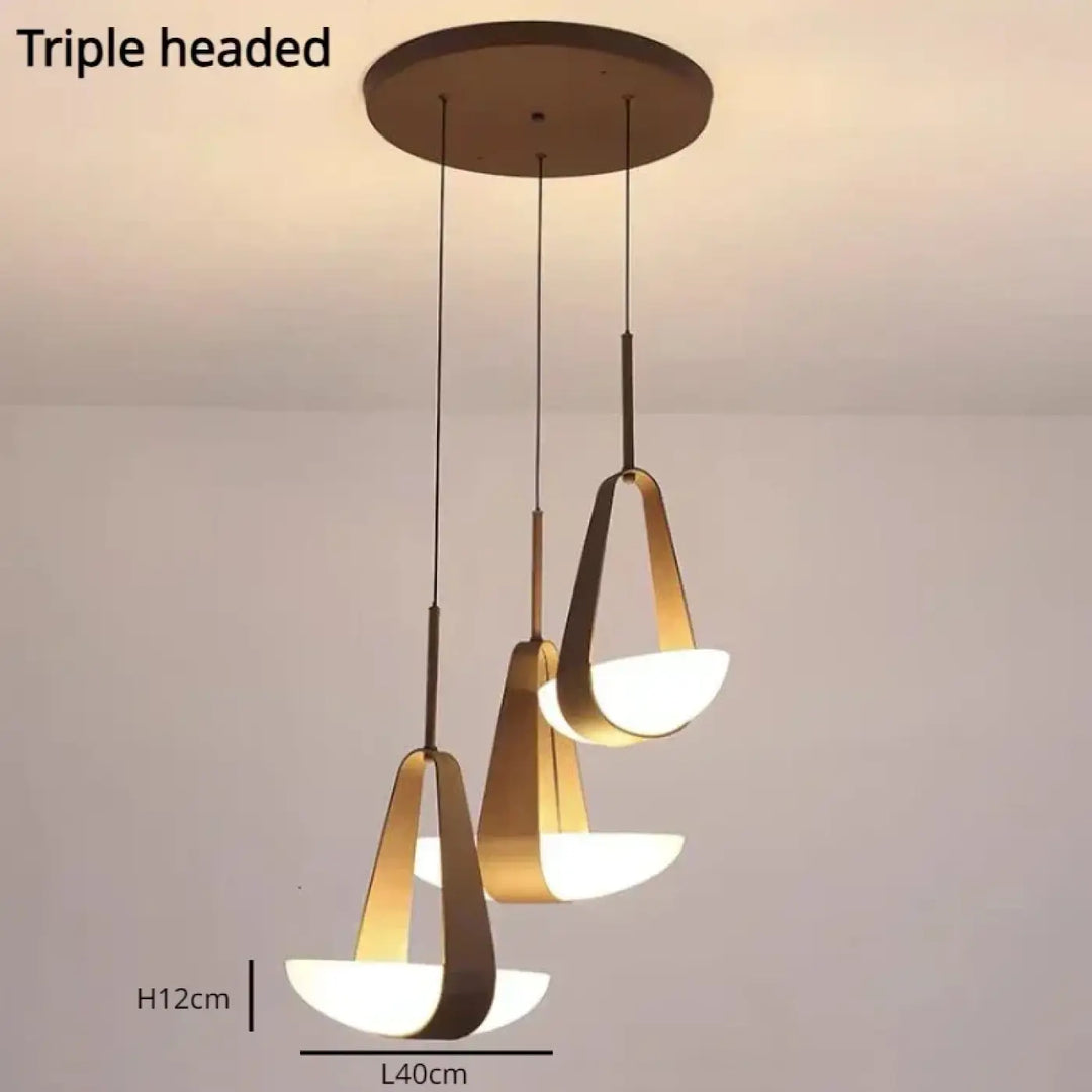 Suspension minimaliste cuir et verre led intérieur chic