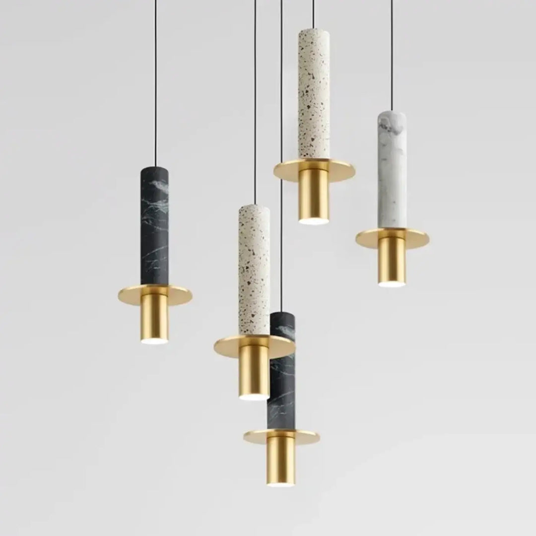 Suspension design minimaliste tube en pierre et laiton