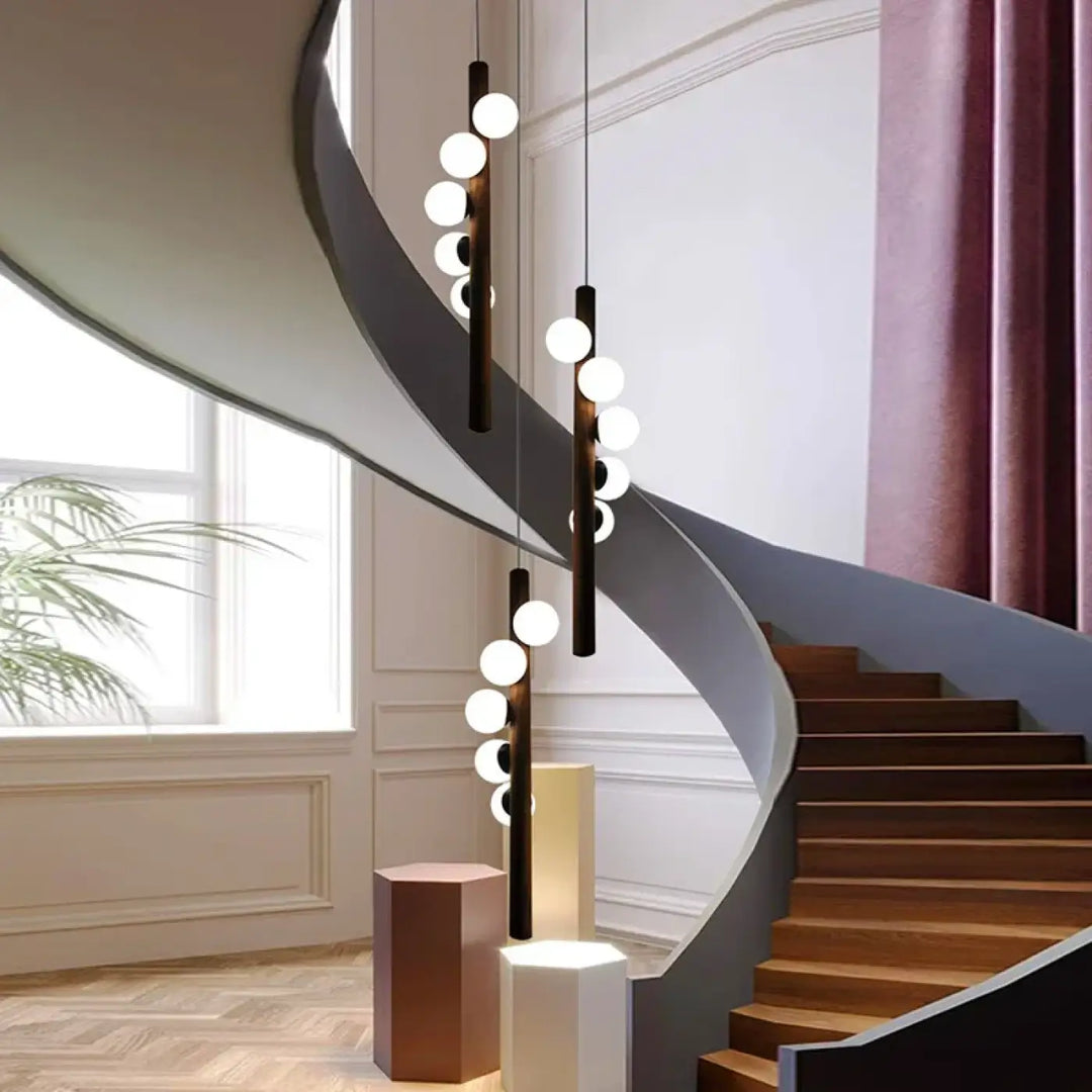 Suspension design moderne boules led élégance verticale