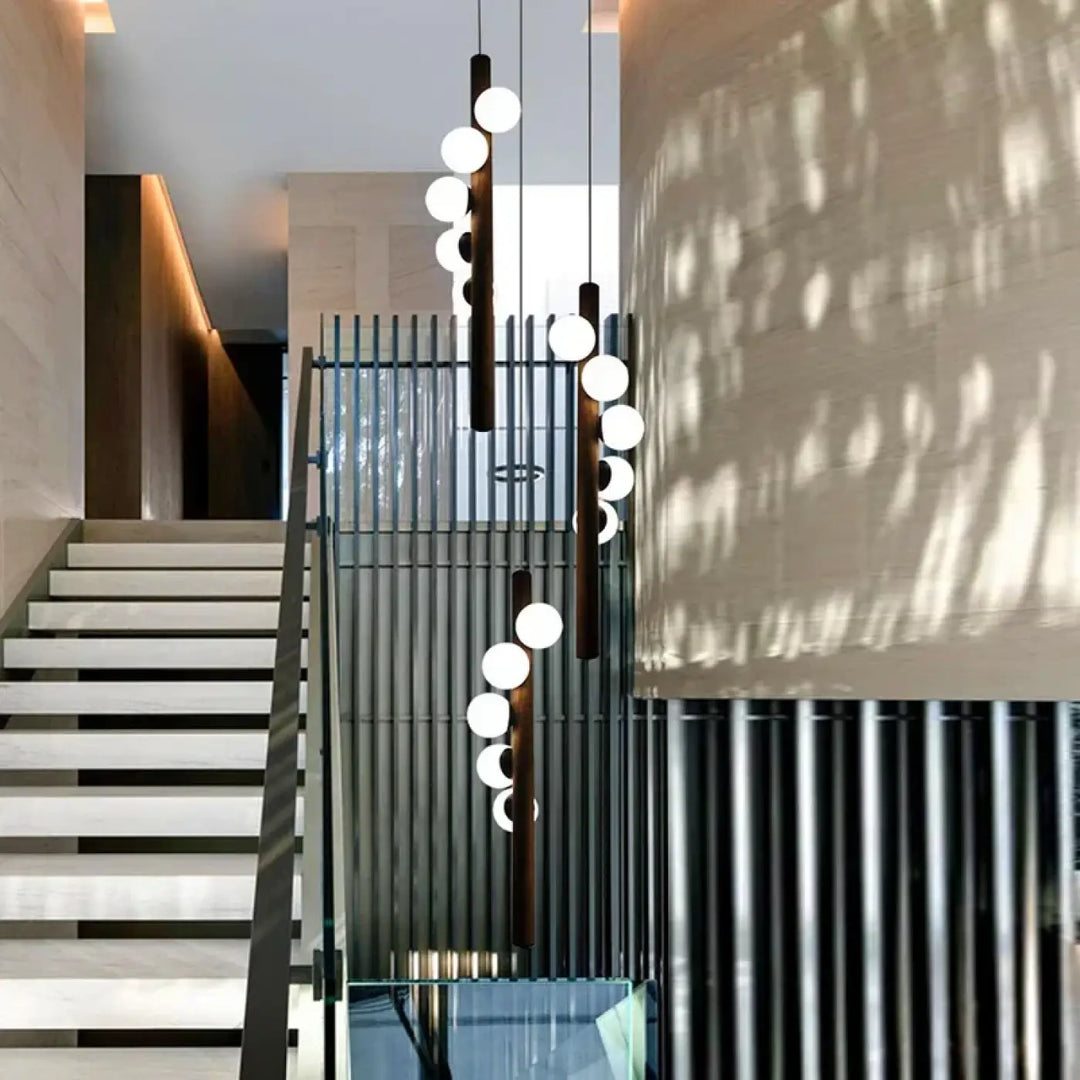 Suspension design moderne boules led élégance verticale