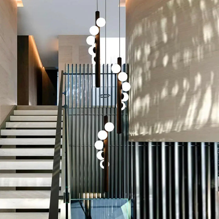 Suspension design moderne boules led élégance verticale