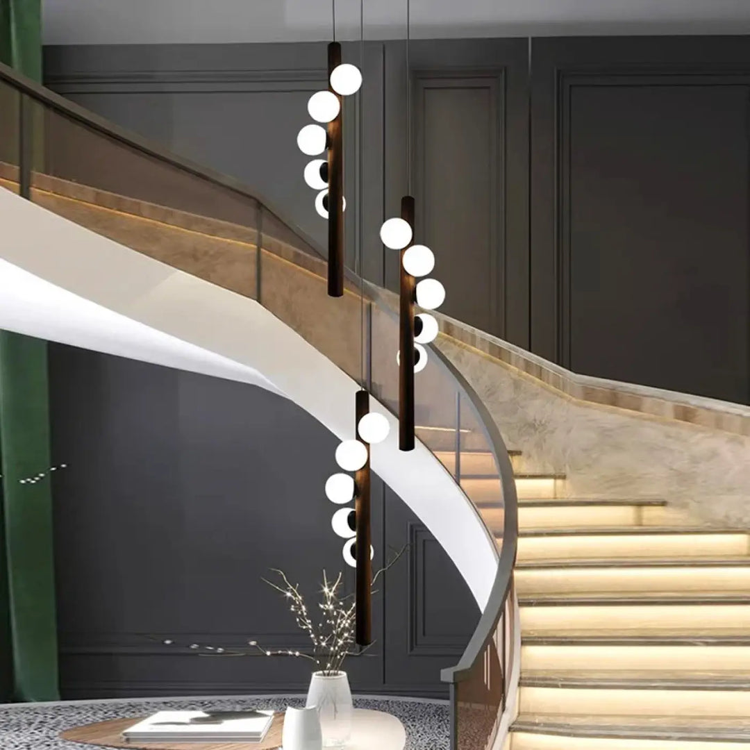 Suspension design moderne boules led élégance verticale