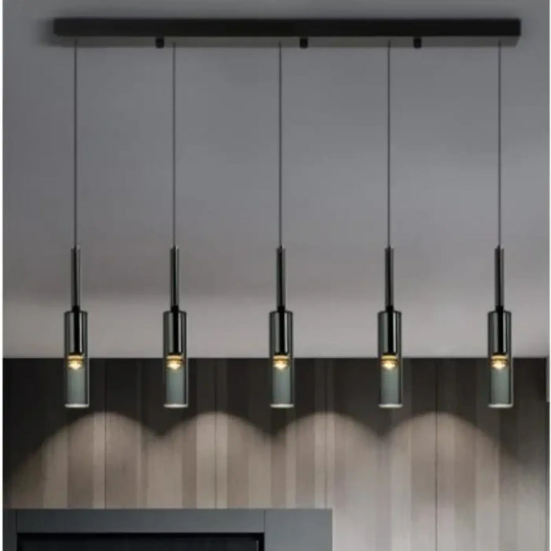 Suspension Design Moderne Cylindre Noir Verre Élégance Chic