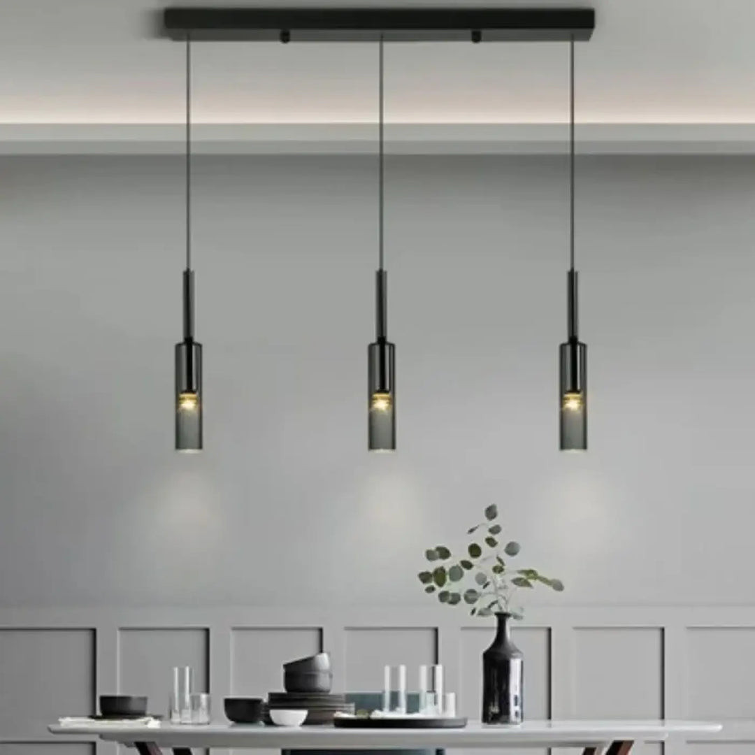 Suspension Design Moderne Cylindre Noir Verre Élégance Chic