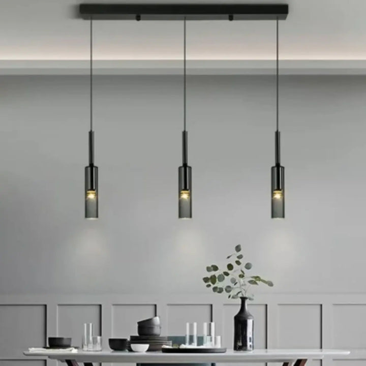 Suspension Design Moderne Cylindre Noir Verre Élégance Chic