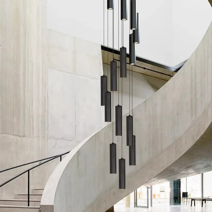 Suspension Design Moderne Cylindres Noirs Multiples Élégante
