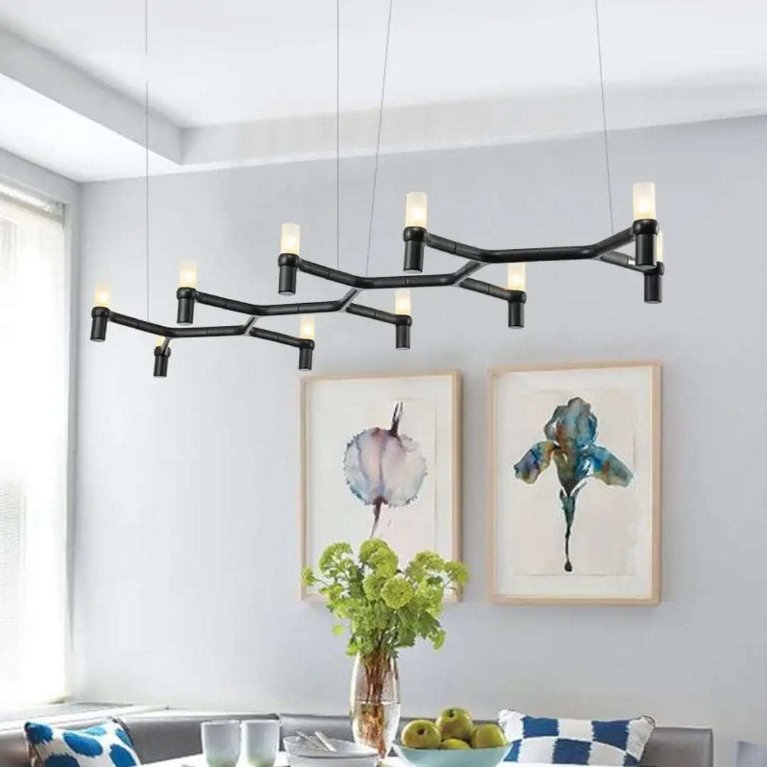 Suspension moderne aluminium verre ambiance chic noir