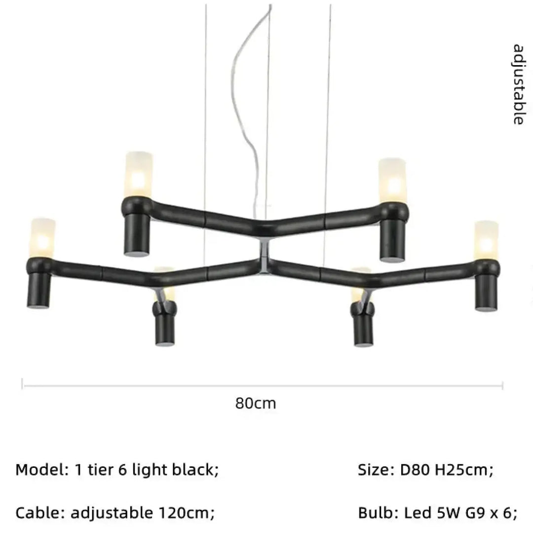 Suspension moderne aluminium verre ambiance chic noir