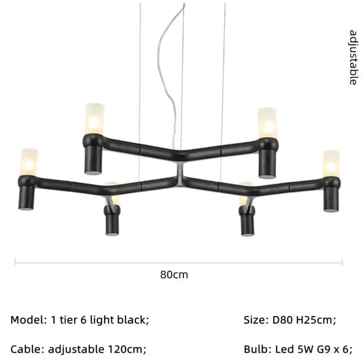 Suspension moderne aluminium verre ambiance chic noir