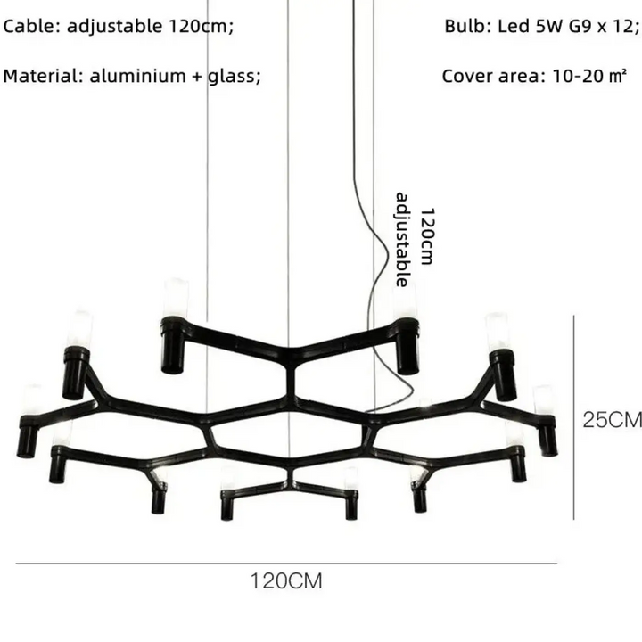 Suspension moderne aluminium verre ambiance chic noir