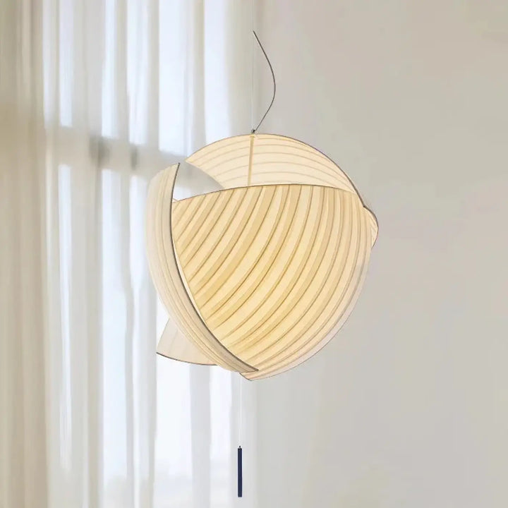 Suspension Design Moderne Sphère Blanche En Tissu Plissé