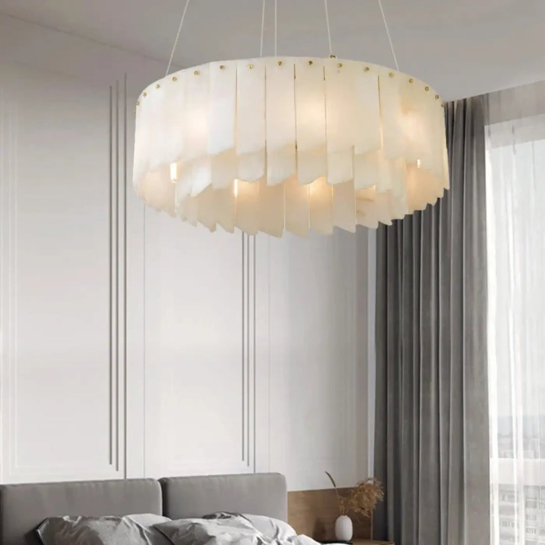 Suspension Design Moderne Verre Blanc Rond Élégant Doré