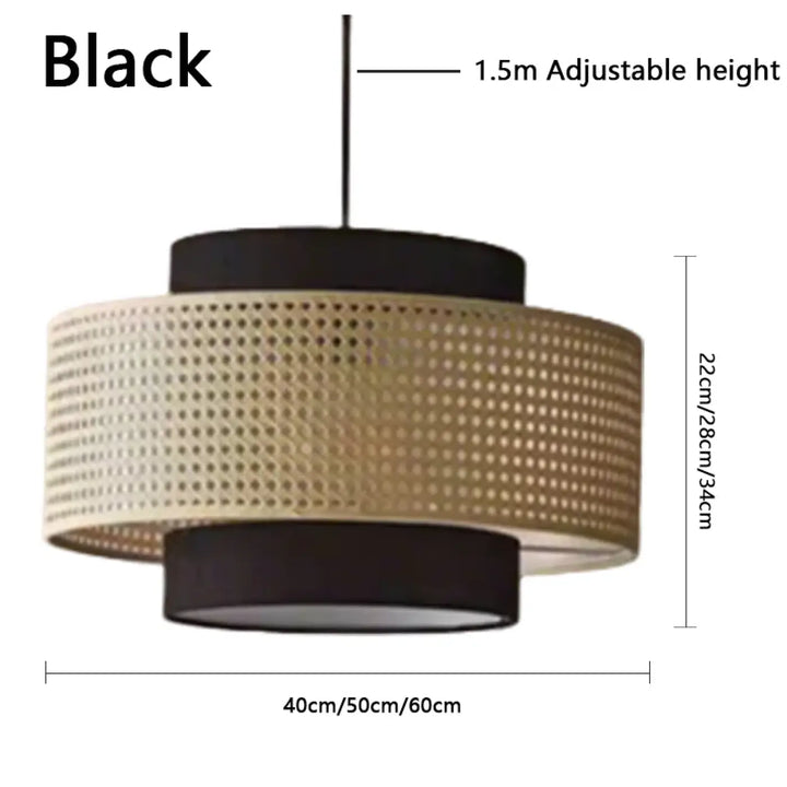 Suspension design naturelle rotin tressé et textile chic