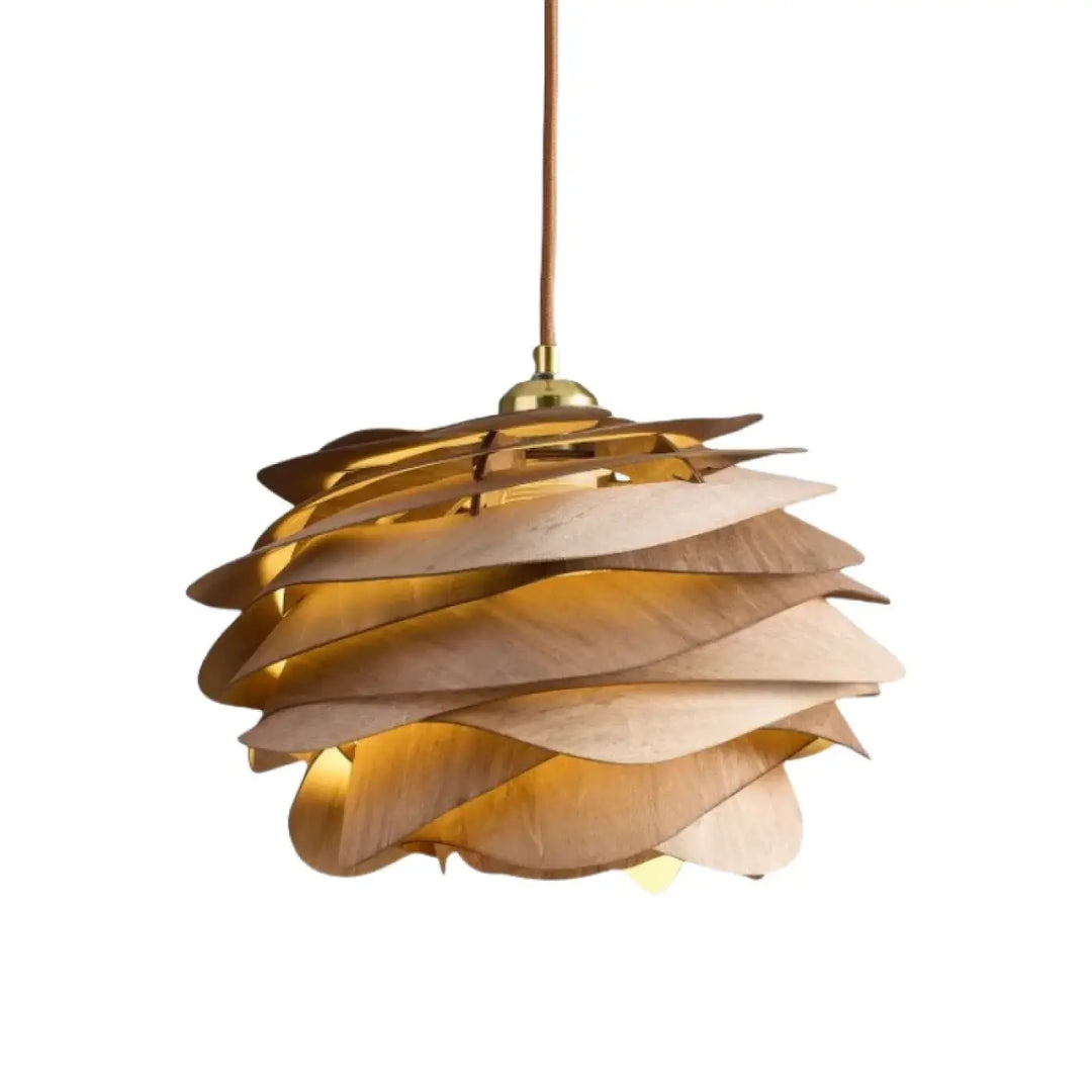 Suspension design ondulée blanche effet pétales lumineux