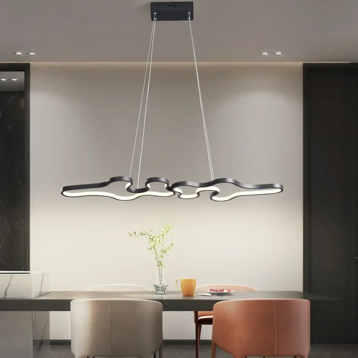 Suspension Design Ondulée Style Moderne Et Lumière Intégrée Élégant